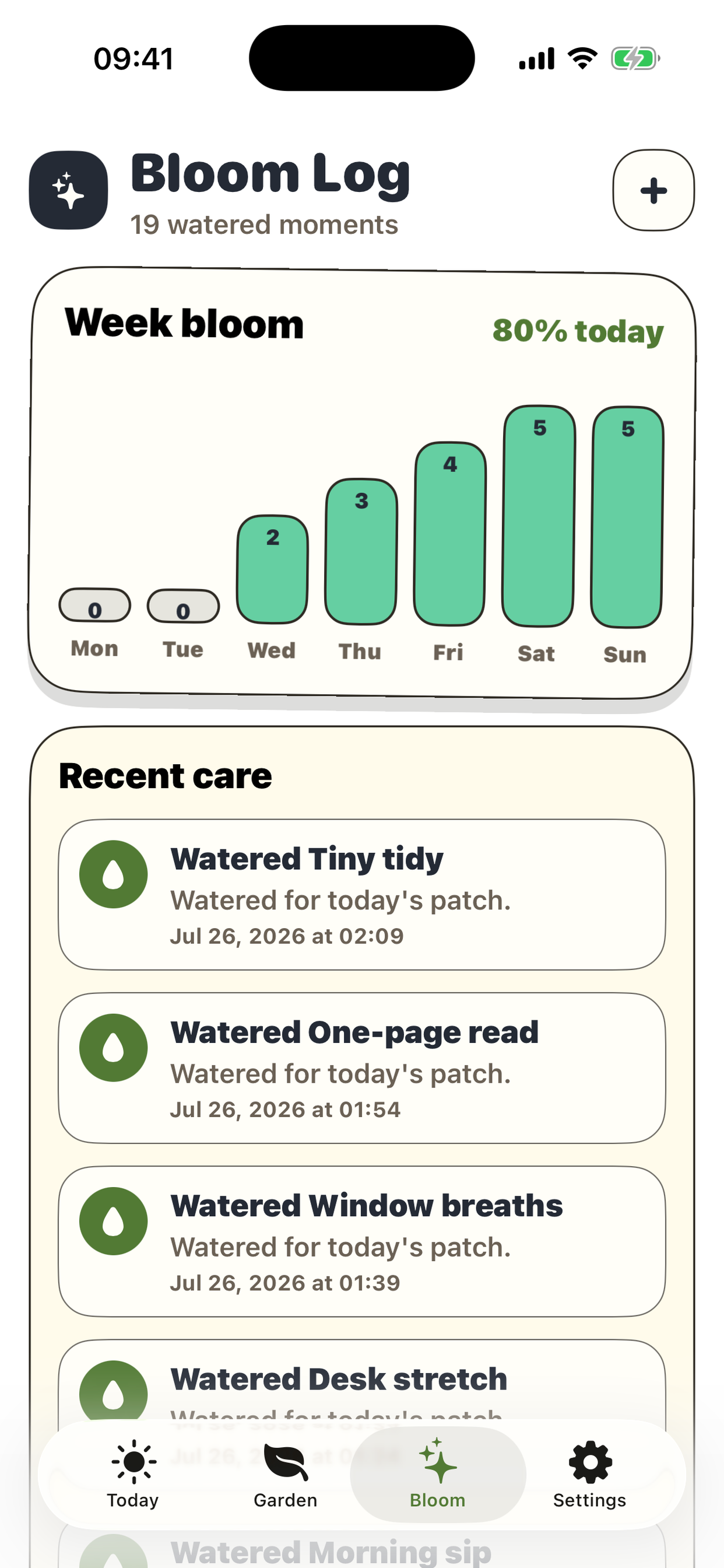 PipSprout Bloom Log screenshot